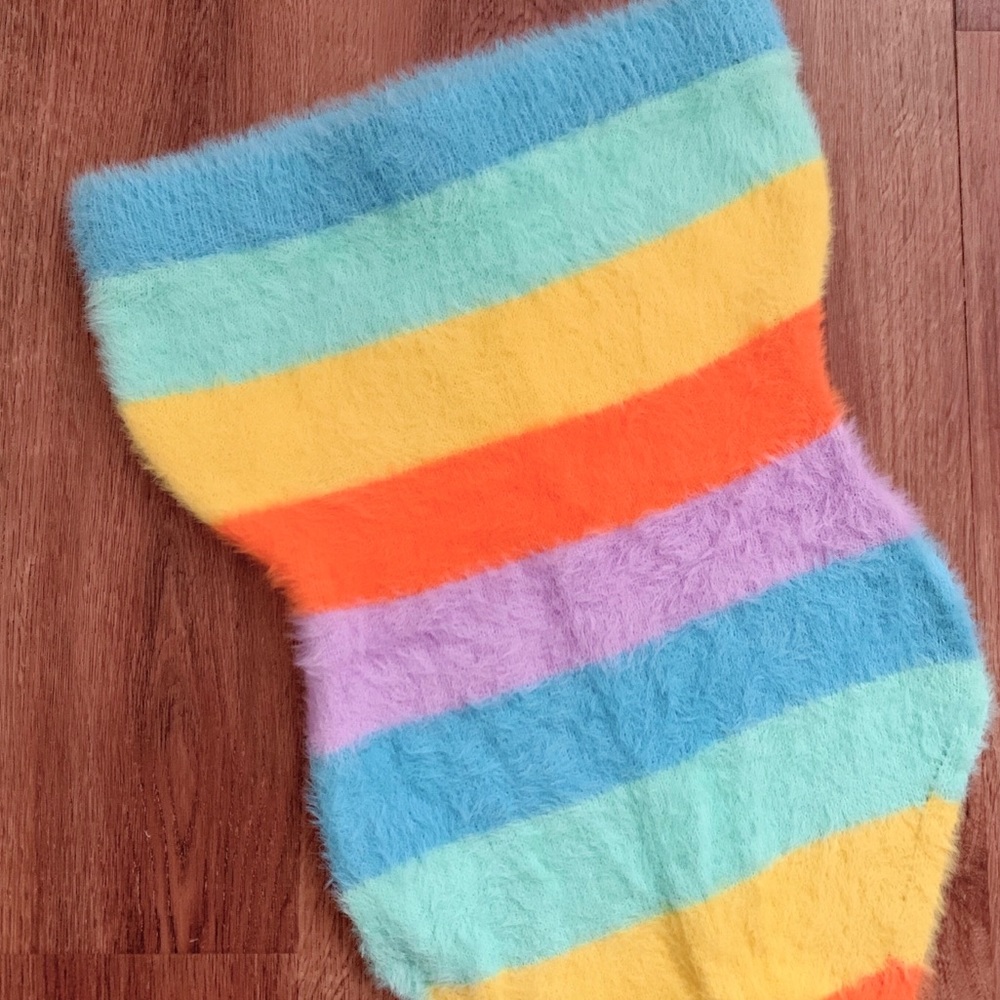 Colorful Striped Fuzzy Body Suit